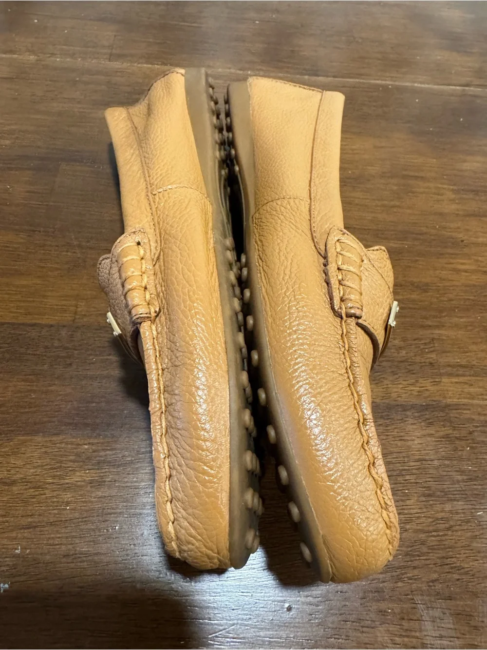 COACH Fredrica Loafers Flats Shoes Tan Light Brown Pebbled Leather Size 8.5B